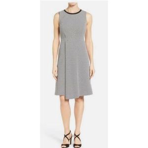 Classique Entier Women's A Line Dress Asymmetric Size 12 Herringbone Black White